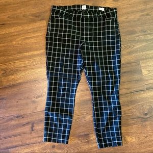 Gap Signature Skinny Ankle Pants | Black Windowpane Plaid | Size 16.